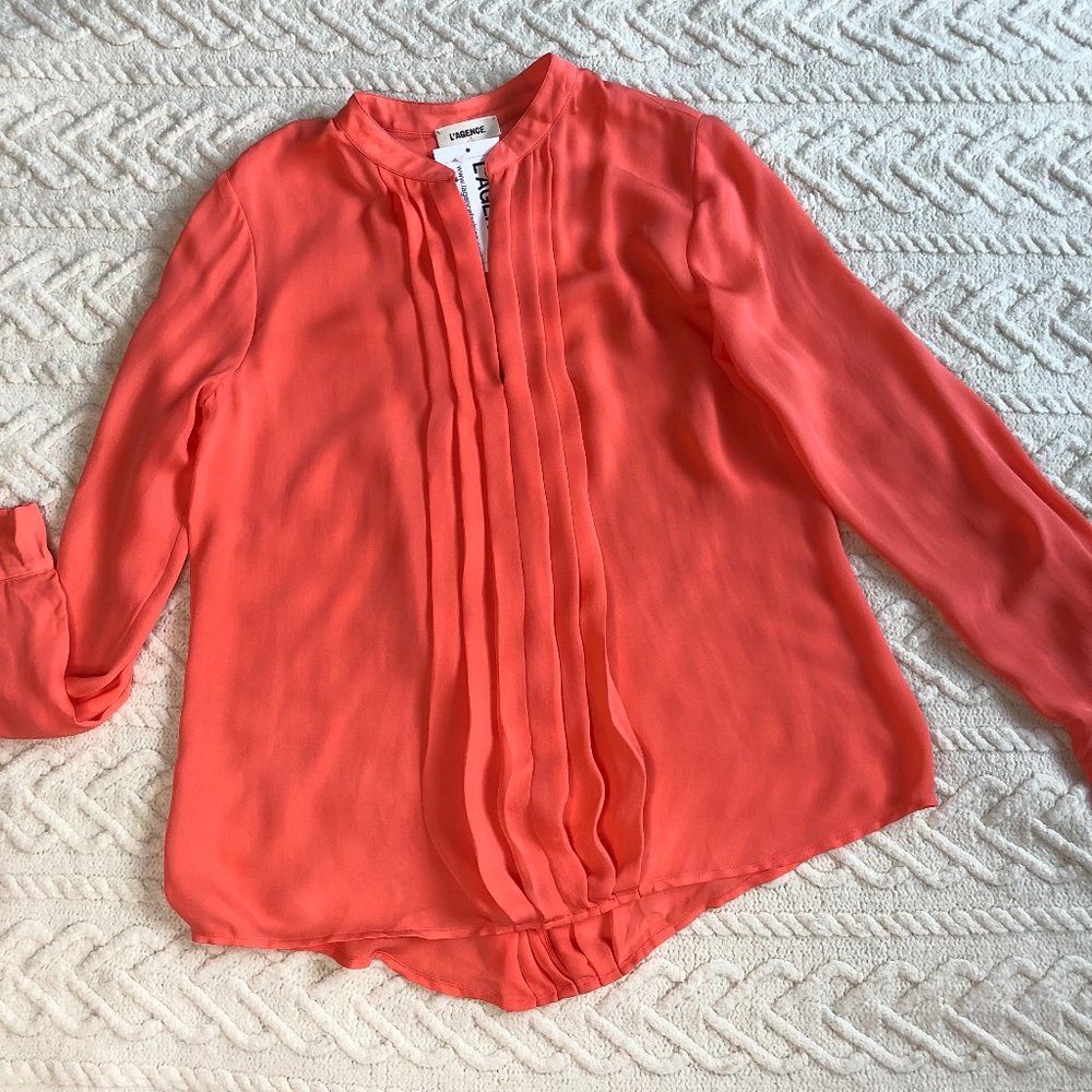 L'AGENCE Long Sleeve Blouse Size S Coral Salmon